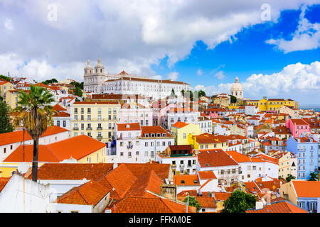 Lisbon, Portugal town skyline at the Alfama. Stock Photo