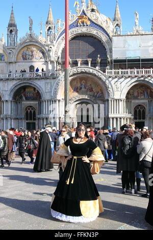 Costumes at Carnival 2016, St Mark's Square, Venice, Veneto, Italy, Adriatic Sea, Europe Stock Photo