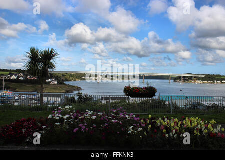 View from Neyalnd of the river Cleddau road toll bridge Stock Photo