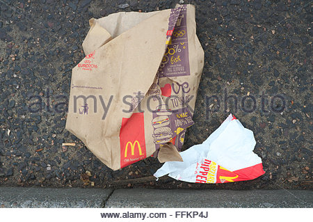 Typical litter found on the streets - McDonald's fast food and drink ...