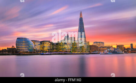 A view towards City Hall, The Shard and other Buildings along with River Thames, London, UK. Stock Photo