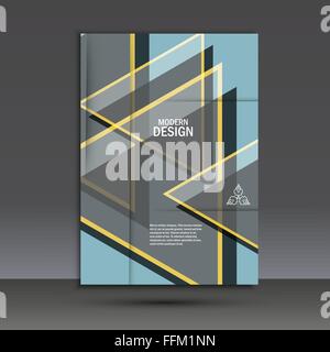 Simple large triangles on dark background. Vector brochure template Stock Vector