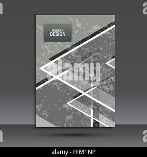 Simple large triangles on dark background. Vector brochure template Stock Vector
