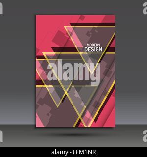 Simple large triangles on dark background. Vector brochure template Stock Vector