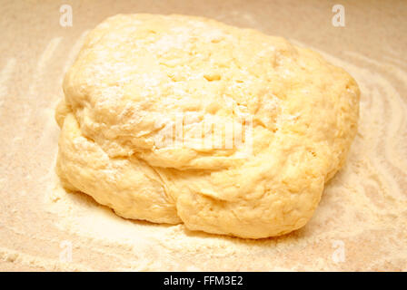 Raw Dough in Flour Stock Photo