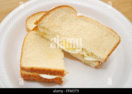 Delicious Egg Sandwich Cut in Half Stock Photo