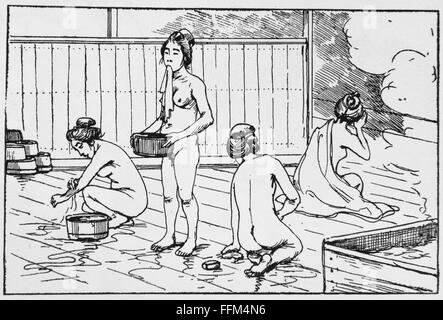 Caricature of Georges Ferdinand Bigot (1860-1927) Bathing of women. 1899. Stock Photo