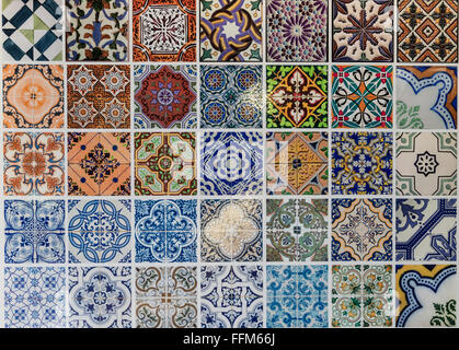 Tiles ceramic patterns from Lisbon, Portugal. Stock Photo