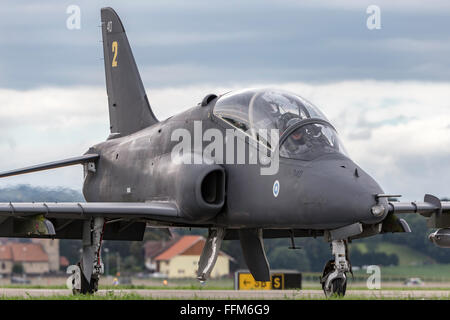 Finnish Air Force operated British Aerospace Hawk Mk.51 jet trainer aircraft of the Midnight Hawks formation display team Stock Photo