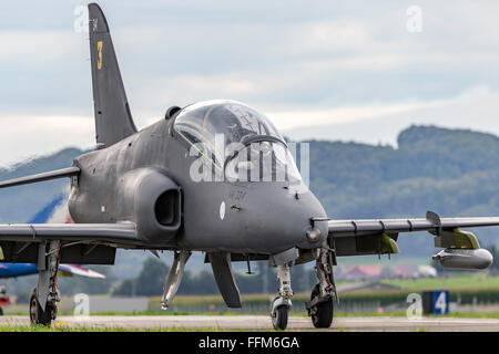 Finnish Air Force operated British Aerospace Hawk Mk.51 jet trainer aircraft of the Midnight Hawks formation display team Stock Photo