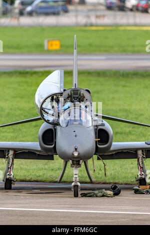 Finnish Air Force operated British Aerospace Hawk Mk.51 jet trainer aircraft of the Midnight Hawks formation display team Stock Photo