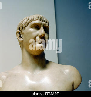 Trajan (Marcus Ulpius Traianus), 18.9.53 - 8.8.117, Roman Emperor 27.1.98 - 8.8.117, portrait, bust, marble, early 2nd century, British Museum, London, Stock Photo