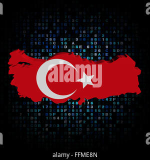 Turkey map flag on hex code illustration Stock Photo - Alamy