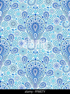 Intricate Blue Paisley Pattern Stock Vector