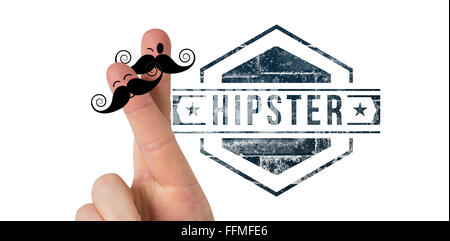 Composite image of fingers with mustache Stock Photo