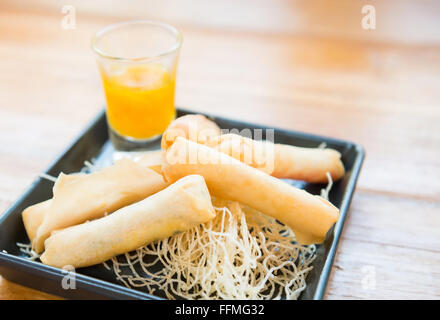 Deep fried spring rol on the table Stock Photo