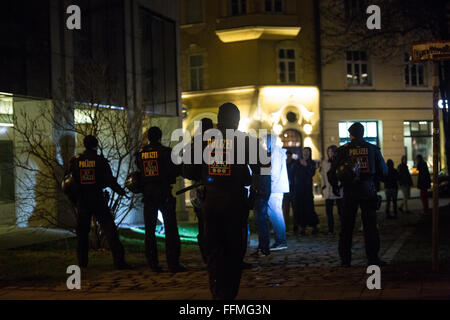 Munich, Germany. 15th Feb, 2016. Police is watching counter demonstrators. Credit:  Florian Bengel/Alamy Live News. Stock Photo