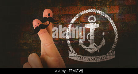 Composite image of fingers with mustache Stock Photo