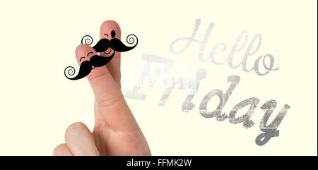 Composite image of fingers with mustache Stock Photo