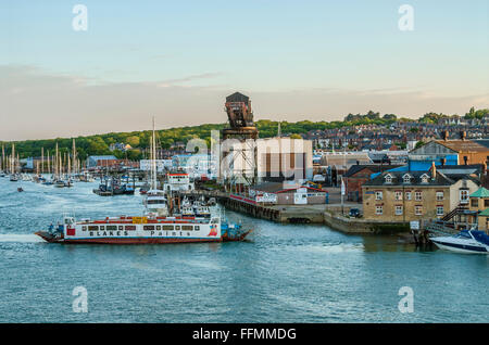 Floating Bridge Ferry at Cowes Harbour, Isle of Wight, South England Stock Photo