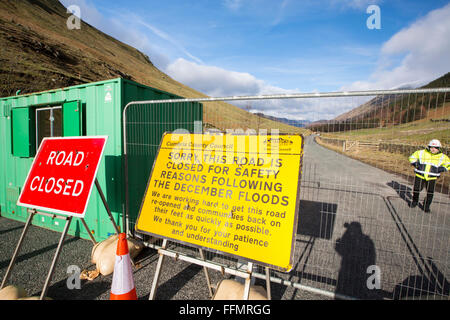 Storm Desmond wreaked havoc across Cumbria with floods and destruction. The A591, the main road between Ambleside and Keswick was sliced in two, as large parts of the road were swept away. It is likely to be six months at least before the road is open. Stock Photo