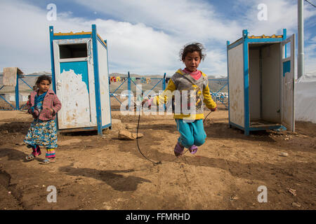 lavatory in refugee camp in Northern Iraq Stock Photo