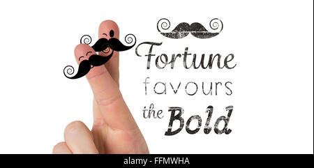 Composite image of fingers with mustache Stock Photo