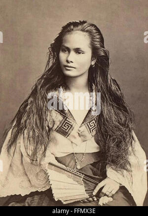 Luzon Woman from the Philippines - Vintage postcard - XIX th century Stock Photo