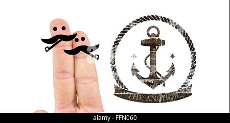 Composite image of two fingers with mustache Stock Photo