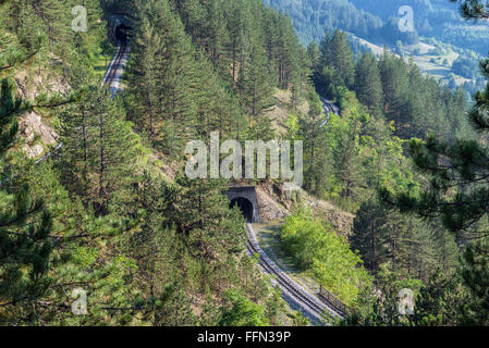 Sargan Eight narrow-gauge heritage track in Serbia, runs from Mokra Gora village to Sargan Vitasi station Stock Photo