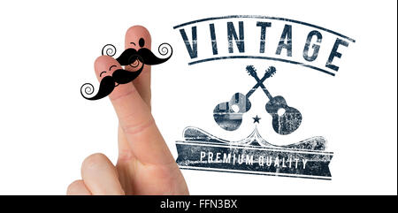 Composite image of fingers with mustache Stock Photo