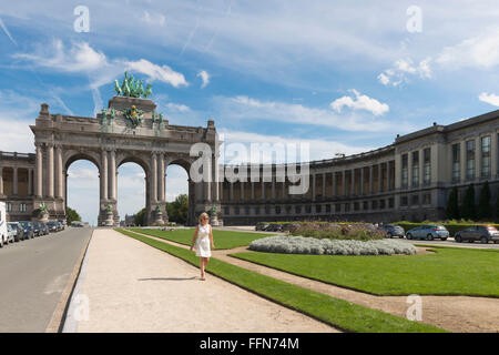 Parc du Cinquantenaire and Triumphal Arch, Brussels, Belgium, Europe Stock Photo