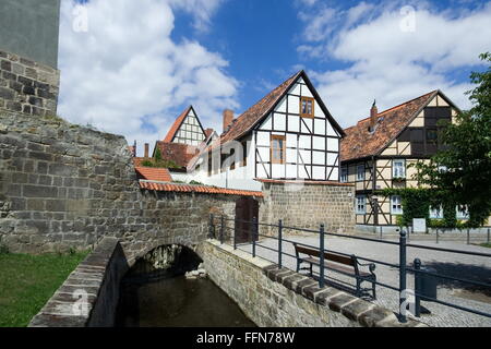 geography / travel, Germany, Saxony-Anhalt, Quedlinburg, squares, Am Word, Mühlgraben, Additional-Rights-Clearance-Info-Not-Available Stock Photo