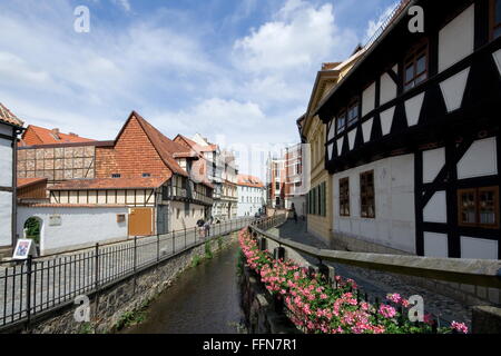 geography / travel, Germany, Saxony-Anhalt, Quedlinburg, streets, Word with Mühlgraben, Additional-Rights-Clearance-Info-Not-Available Stock Photo