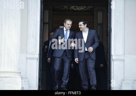 Athens, Greece. 16th Feb, 2016. Greece's Prime Minister Alexis Tsipras ...