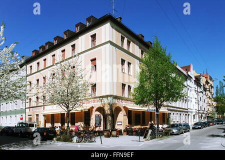 geography / travel, Germany, Bavaria, Munich, Sendling, restaurant 'Augustiner', Daiserstrasse corner to Alramstrasse, , Additional-Rights-Clearance-Info-Not-Available Stock Photo