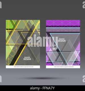 Simple large triangles on dark background. Vector brochure template Stock Vector