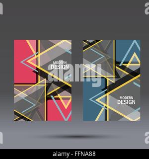 Simple large triangles on dark background. Vector brochure template Stock Vector