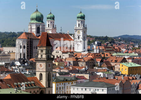 Passau Cathedral Passau Old Town Architecture panorama view, Lower Bavaria Passau Germany Stock Photo