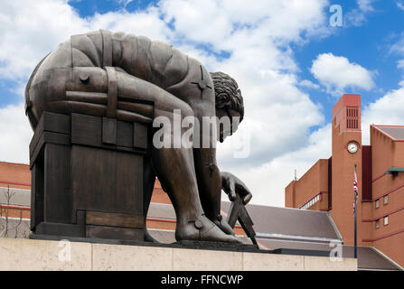 Eduardo Paolozzi's statue 'Newton' outside the British Library, London, England, UK Stock Photo