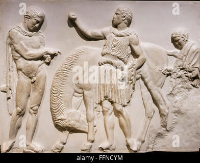 Detail of one of the Parthenon Sculptures or 'Elgin Marbles', Ancient Greece and Rome Galleries, British Museum, London, UK Stock Photo