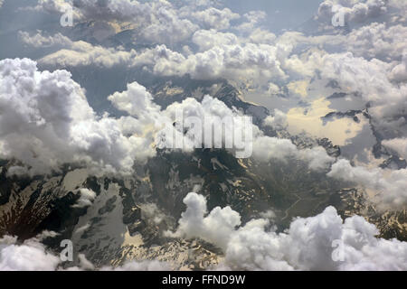 Aerial view above the Alps between Italy and Switzerland Stock Photo ...