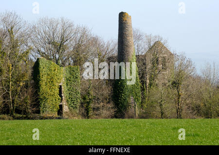 Mine working buildings in Cornwall UK. These particular buildings are in Kelly Bray, close to the town of Callington. The engine Stock Photo