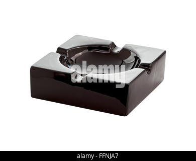 Empty black ceramic ashtray Stock Photo