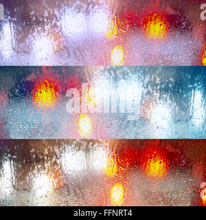 reflections of light on the wet glass Stock Photo