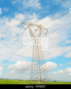 transmission tower in the countryside under a cloudy sky Stock Photo ...