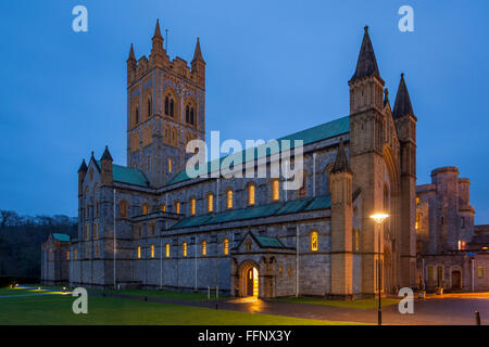 Winter evening at Buckfast Abbey, Buckfastleigh, Devon, England. Stock Photo