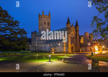 Winter evening at Buckfast Abbey, Buckfastleigh, Devon, England. Stock Photo