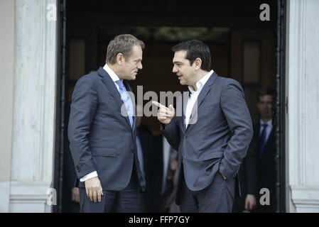 Athens, Greece. 16th Feb, 2016. Greece's Prime Minister Alexis Tsipras ...