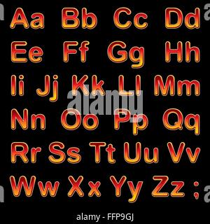 Alphabet red letters on a black background Stock Vector